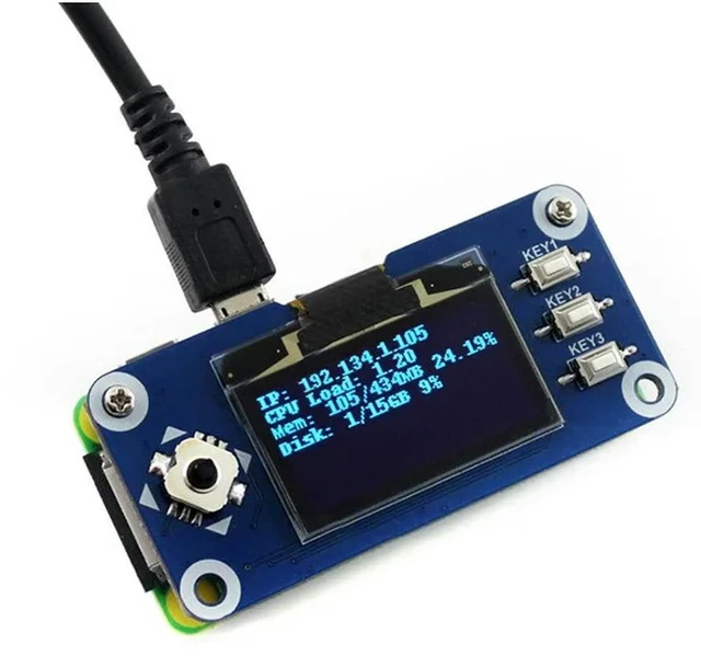 Main image of 1.3inch OLED HAT Display 128x64 Pixels SPI/I2C Interface Embedded Controller Direct-pluggable for Raspberry Pi 2B/3B/3B+/Zero W