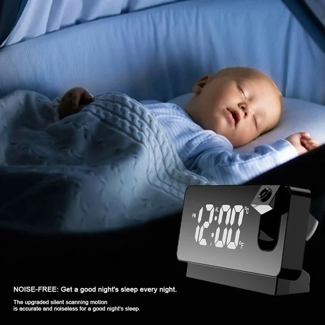 Alt view image 3 of 3 - Digital Mirror Surface Alarm Clock 180° Projector on Ceiling Projector Bedside Alarm Clock USB Charging for Bedroom Living Room