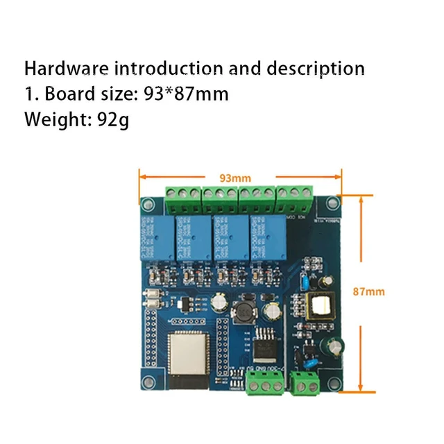 Alt view image 2 of 3 - ESP32 Relay Development Board AC / DC Power Supply Bluetooth BLE 4 Channel Relay ESP32 Module