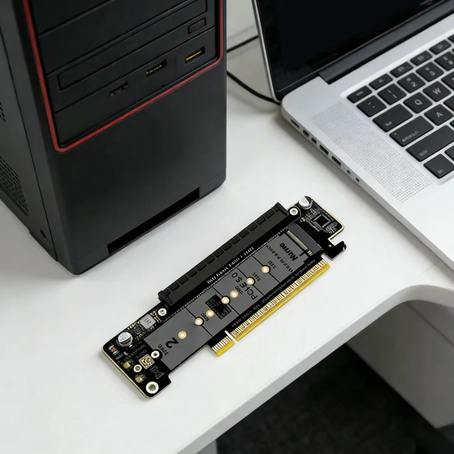 Alt view image 3 of 3 - PCIe5.0 Lane Splitting Expansion Adapter Card for M.2 NVMe Port Expansion Card Converter for Computer Or Laptop