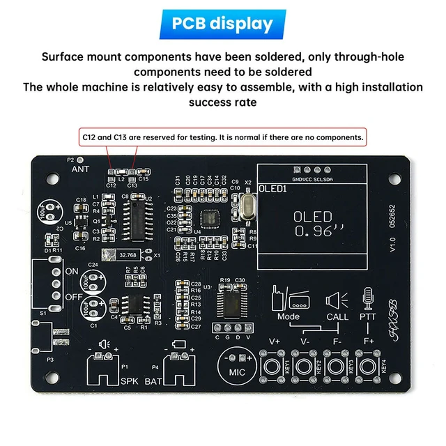 Alt view image 3 of 3 - Micro USB Intercom FM Radio Circuit Board Production Welding Practice Loose Parts Interphone Radio Electronic DIY Kit