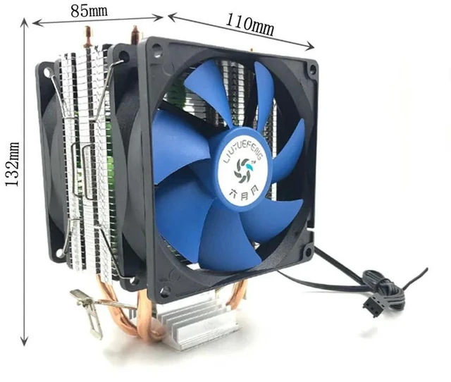Alt view image 2 of 3 - 2 Heatpipes CPU Cooler Thermal Pads Cooling Fan Heatsink Heatsink Base for LGA 775/1155 X58 Silent Radiator