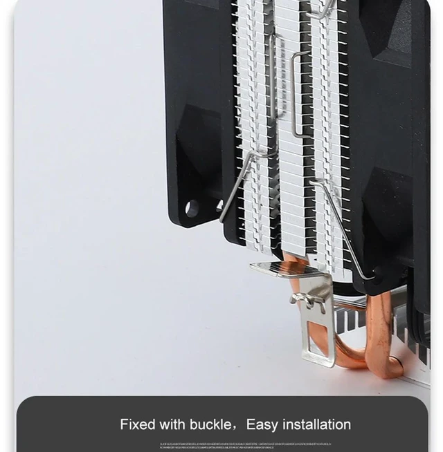 Alt view image 3 of 3 - 2 Heatpipes CPU Cooler Thermal Pads Cooling Fan Heatsink Heatsink Base for LGA 775/1155 X58 Silent Radiator