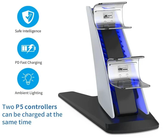 Alt view image 3 of 3 - Controller Charger Station with Indicator Light Dual Controller Charging Stand Controller Charging Docking Station for