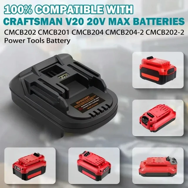 Alt view image 2 of 3 - Adapter MAN20MT for Craftsman V20 Li-ion Convert To for Makita 18V ,Use for Makita 18V Cordless Power Tools