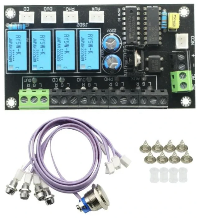 Main image of Stereo Amplifier Four Way HIFI DC AC Audio Switch Board Relay Control Select Amplifiers Amplificador Moudle For Board