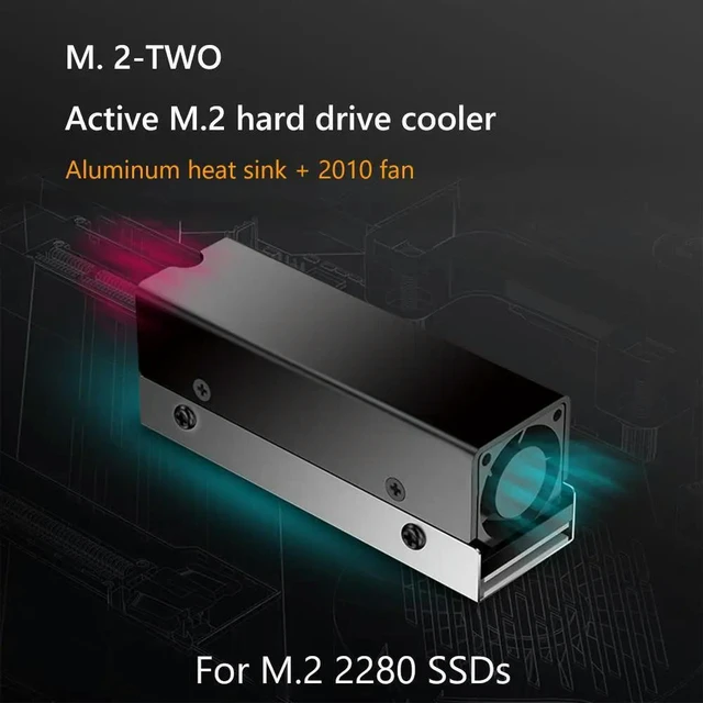 Alt view image 3 of 6 - M.2 SSD SSD Radiator Cooler with Fan Aluminum PCI-E NVMe Solid State Hard Cooler for Desktop Accessories