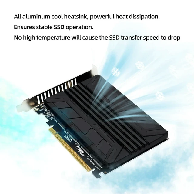 Alt view image 3 of 3 - NVME M.2 MKEY SSD RAID Expansion Card Heatsink Aluminum Heatsink