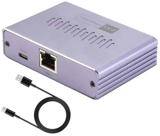 Main image of Gigabit Ethernet Splitter 1 To 2/3/4 LAN Splitter 1000Mbps Ethernet Cable Splitter with Type-c Power Cable Network RJ45 Splitter