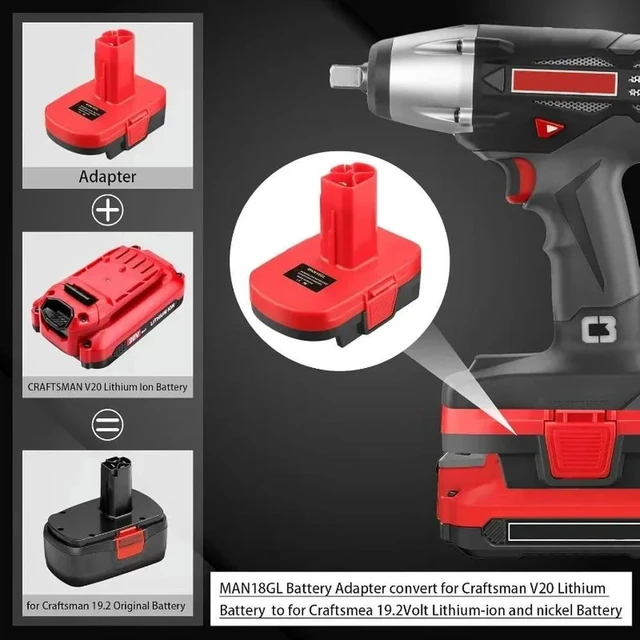 Alt view image 2 of 3 - Adapter for Craftsman 20V To 19.2V,Adapter Converter for Craftsman V20 20V Lithium To C3 19.2V Old Power Tools