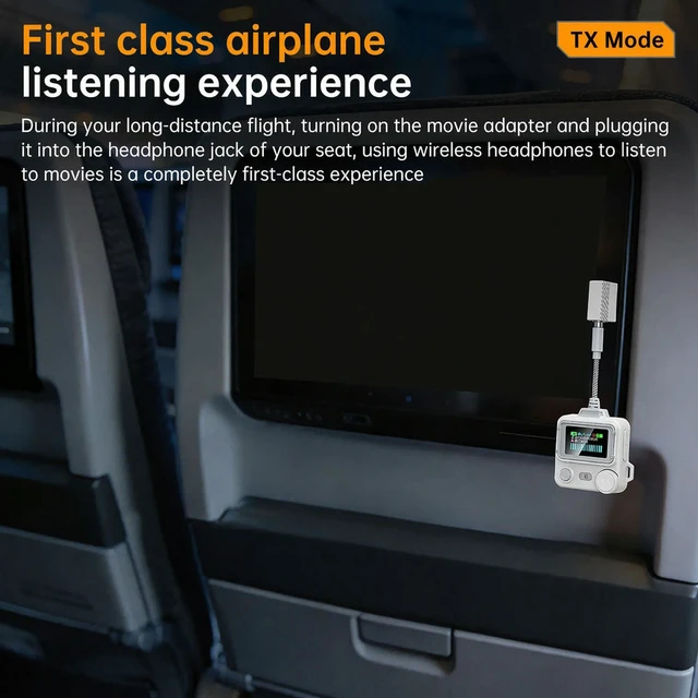 Alt view image 3 of 3 - BT 6.0 Transmitter Receiver Multi-Purpose 3.5mm AUX Audio Adapters 2-in-1 Converter for TV/PC/Airplane