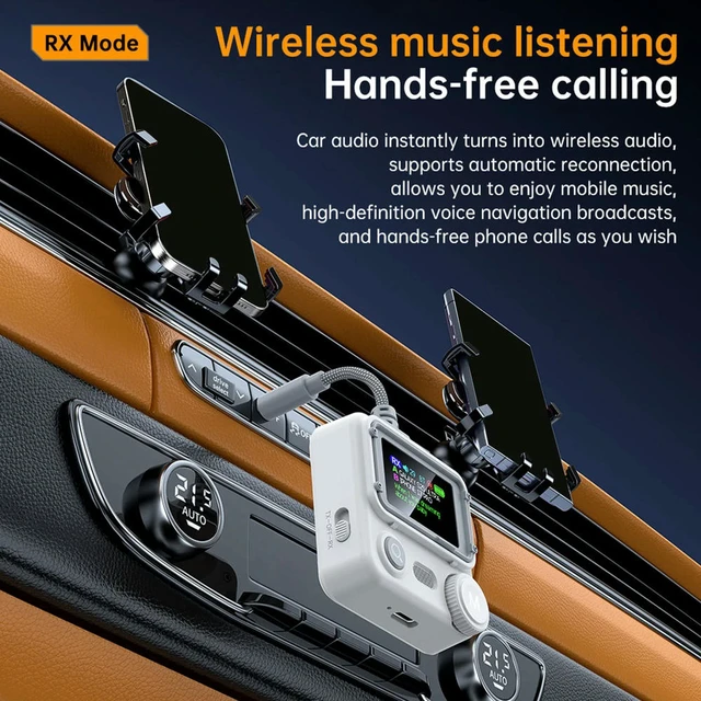 Alt view image 2 of 3 - BT 6.0 Transmitter Receiver Multi-Purpose 3.5mm AUX Audio Adapters 2-in-1 Converter for TV/PC/Airplane