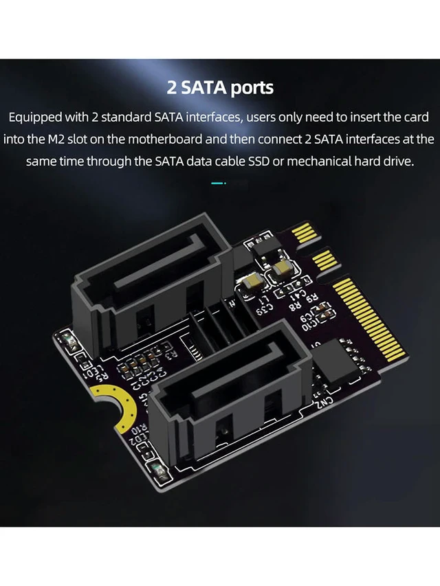 Alt view image 3 of 3 - M2 To SATA3.0 Converter Card PCI-E3.0 KEY A + E M.2 To SATA JMB582 Chip for PC Servers Consumer Electronics/Device