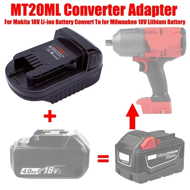 Alt view image 2 of 6 - ALASICKA MT20ML Adapter for Makita 18V Li-ion BL1830 BL1860 BL1815 Convert To for Milwaukee 18V M18 Cordless Power Tool