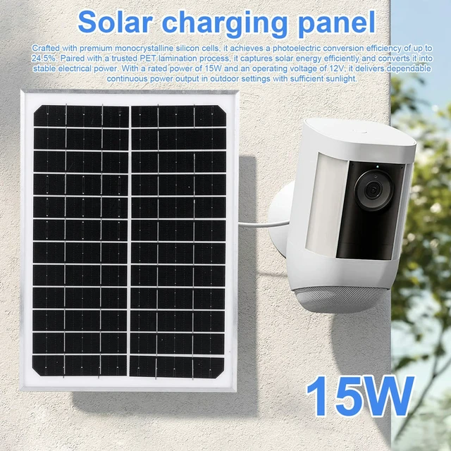 Alt view image 2 of 6 - 12V 15W Monocrystalline Solar Panel Type-C Charger PET Laminated 24.5% Efficiency Outdoor Camping Use
