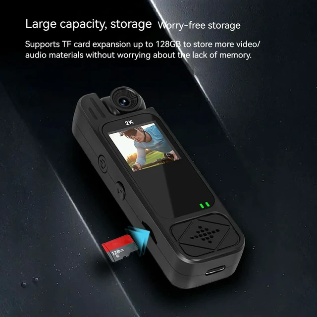 Alt view image 3 of 3 - 2K Body Camera with Audio and Video Recording Wearable Body Cam with 180 Rotating Lens for Traveling Cycling Vlogging