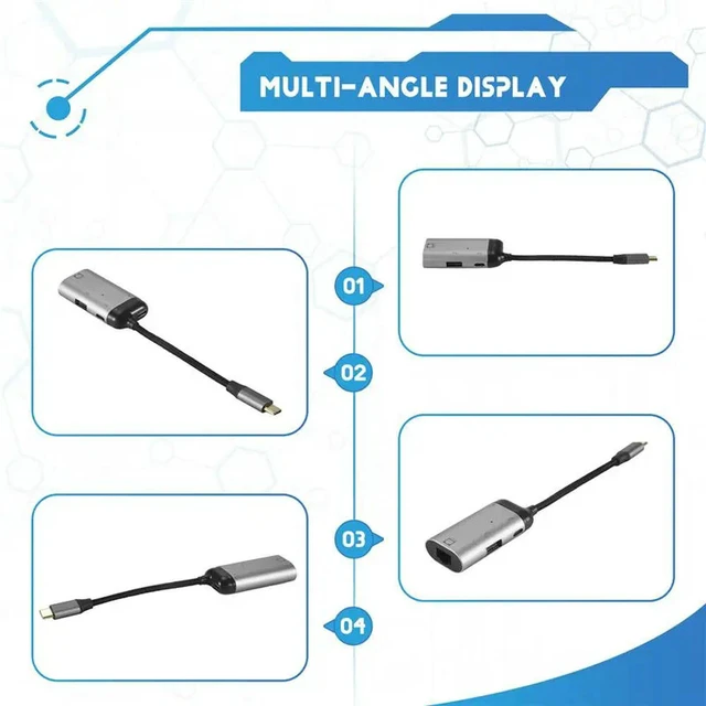 Alt view image 3 of 6 - 3 In 1 Type-C To Gigabit Ethernet Rj45 Lan PD Charging USB C Data Port Converter Adapter For TV PC S20