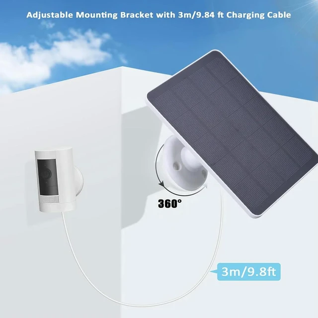 Alt view image 3 of 6 - 20W IP Camera Charger IP65 Waterproof Solar Panel 360 Rotating Wall Mount Bracket for Outdoor Camera
