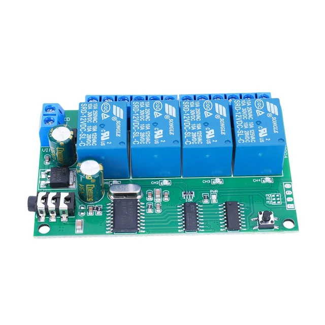 Alt view image 3 of 6 - AD22B04 4CH DTMF Signal Tone Voice Decoder Relay Switch Module DC 12V Non-Locking/Self-Locking/Interlocking/Time Delay