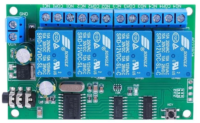 Main image of AD22B04 4CH DTMF Signal Tone Voice Decoder Relay Switch Module DC 12V Non-Locking/Self-Locking/Interlocking/Time Delay