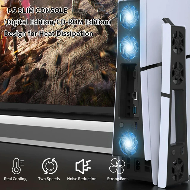 Alt view image 3 of 3 - Cooling Fan for Slim Console(Digital/Disc) with Adjustable Speed Quiet Cooler Fan with LED Lights Efficient Cooling System