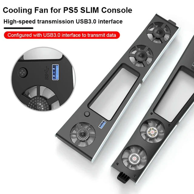 Alt view image 2 of 3 - Cooling Fan for Slim Console(Digital/Disc) with Adjustable Speed Quiet Cooler Fan with LED Lights Efficient Cooling System