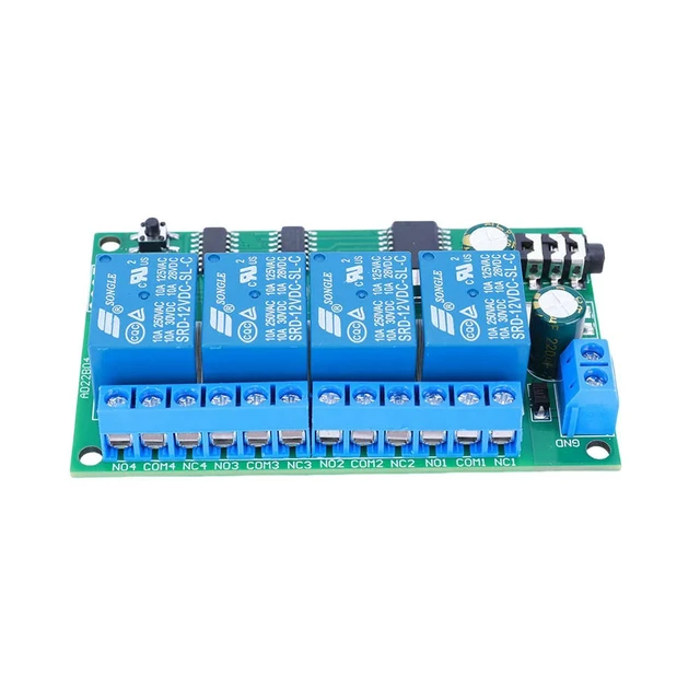 Alt view image 2 of 6 - AD22B04 4CH DTMF Audio Controller Decoder Relay DC 12V Non-Locking/Self-Locking/Interlocking/Time Delay for Home