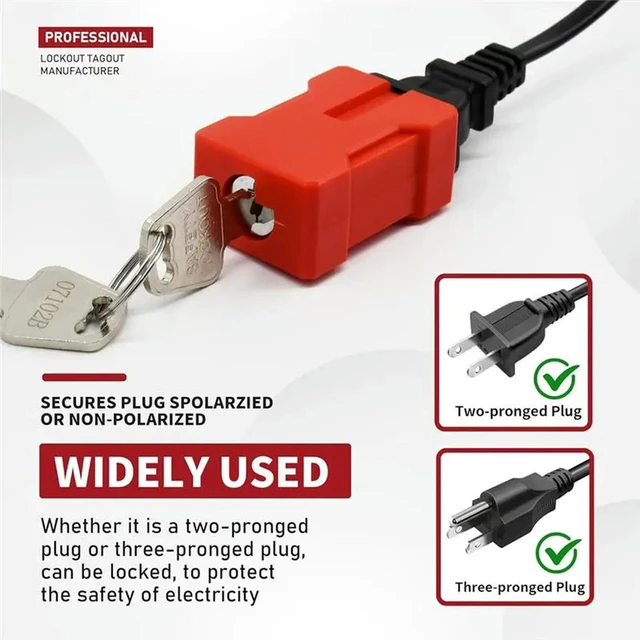 Alt view image 2 of 3 - Plug Lock Lockout Device 2 Pack Outlet Locking Safety Lock Fits Electrical Shutdown Service
