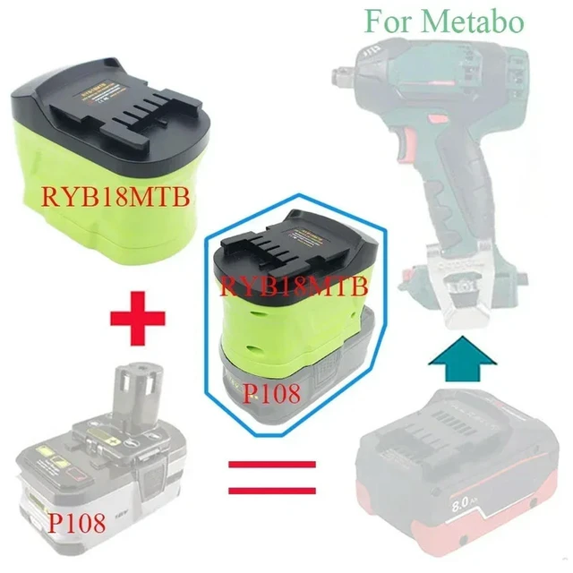Alt view image 2 of 6 - Converter Adapter RYB18MTB Replace for Ryobi Lithium Batteries To for bo 18V Li-ion for bo Li-ion Tools