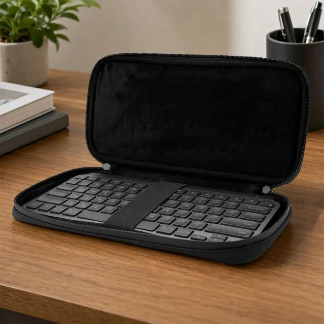 Alt view image 2 of 6 - Travel Keyboard Pouch for MX Keys Mini 900D Nylon Waterproof Memory Foam Double Zipper Slim Bag