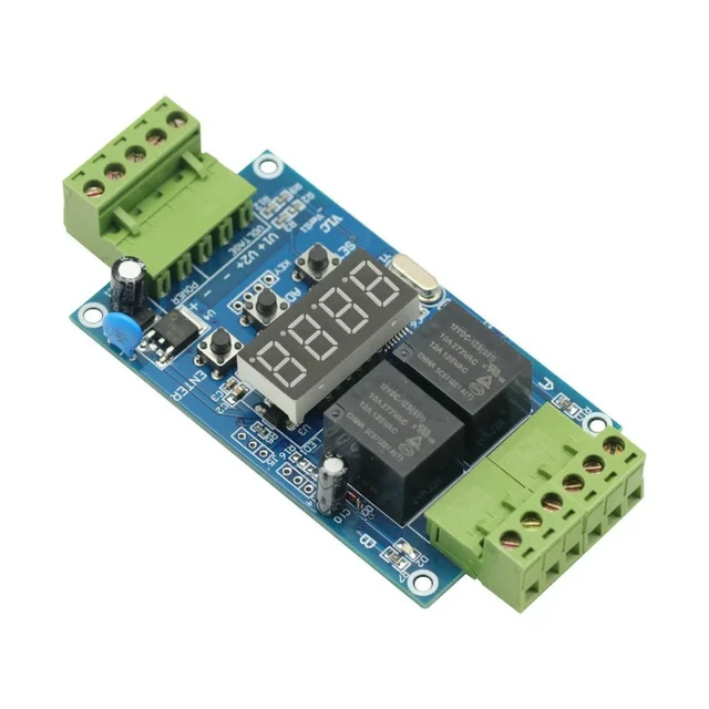 Alt view image 2 of 3 - 12V Dual Programmable Time Relay Module PLC Board Cycle Delay Timer 2 Voltage Detection Control Module For Board