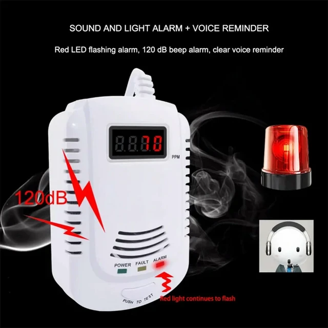 Alt view image 2 of 4 - 1 Piece Gas Detector Gas Alarm Sensor Methane Propane Plastic Gas Leak Detector LCD Security, EU Plug