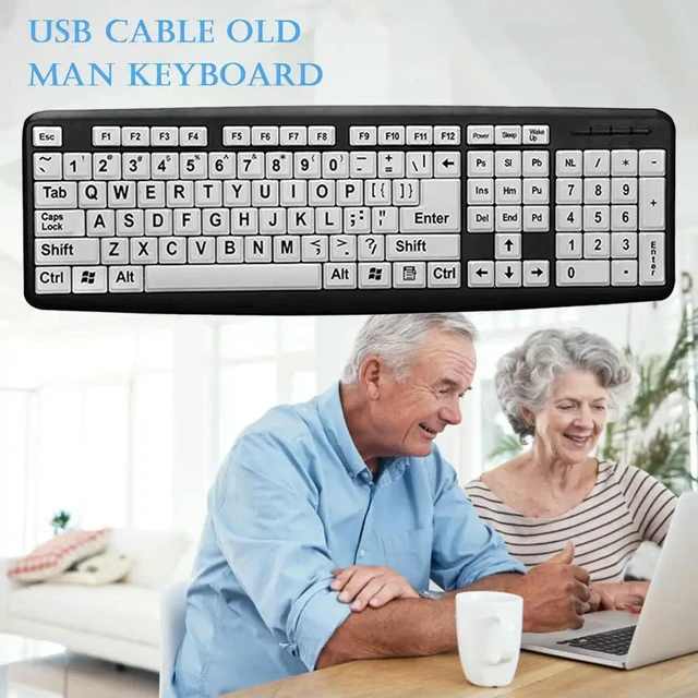 Alt view image 3 of 3 - 104 Keys USB Wired Large Printed Computer PC Keyboard for Elderly Old People