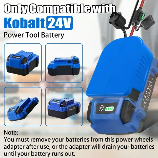 Alt view image 2 of 3 - Power Wheel Adapter for Kobalt 24V Batteries Power Connector for Remote-controlled Trucks with Fuse and Terminal Blocks