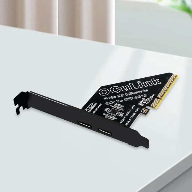 Alt view image 2 of 3 - PCIeX8 To 2 Port Oculink SFF 8611 8612 Adapter Card Expansion Card Support PCIe 4.0 Convert Card PCIE External Oculink Adapter