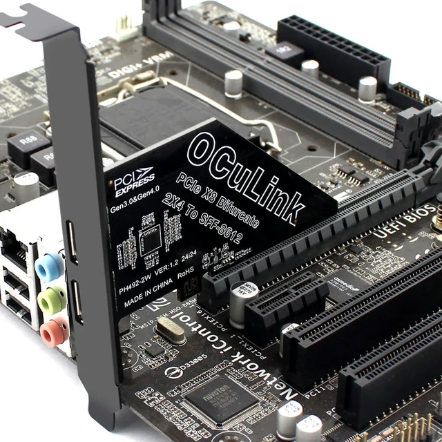 Alt view image 3 of 3 - PCIeX8 To 2 Port Oculink SFF 8611 8612 Adapter Card Expansion Card Support PCIe 4.0 Convert Card PCIE External Oculink Adapter