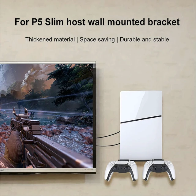 Alt view image 2 of 3 - Wall Mount Bracket Display Stand Base with Controller Holder Wall Hanging Stand for Slim Digital Edition and Disc Edition