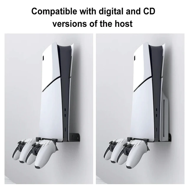 Alt view image 3 of 3 - Wall Mount Bracket Display Stand Base with Controller Holder Wall Hanging Stand for Slim Digital Edition and Disc Edition
