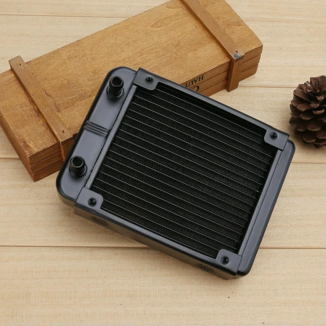 Alt view image 2 of 3 - 120mm Radiator Single Row 18 Tube Black Aluminum PC Liquid Cooling