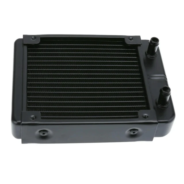 Alt view image 3 of 3 - 120mm Radiator Single Row 18 Tube Black Aluminum PC Liquid Cooling