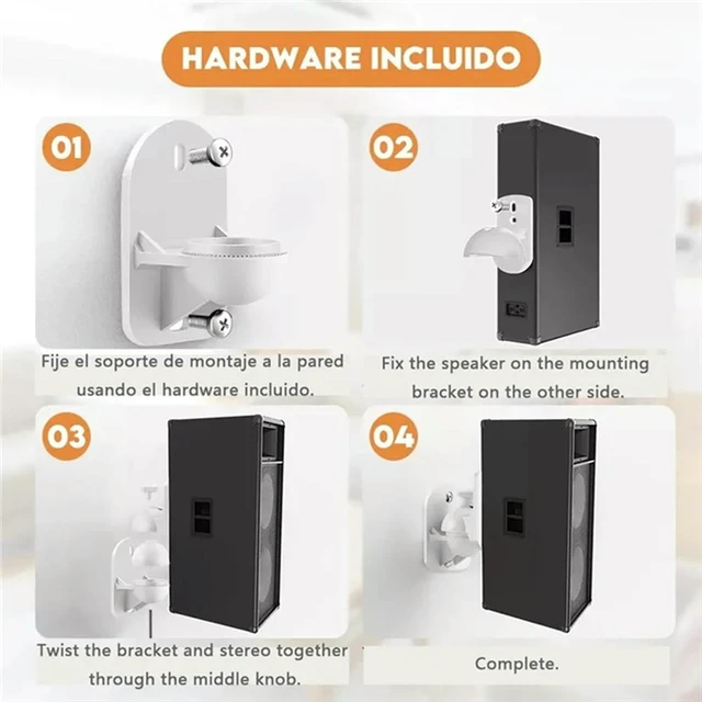 Alt view image 3 of 6 - 4 Pcs Adjustable Speaker Wall Brackets Adjustable Swivel And Tilt Angle Rotation Surround Sound Stand