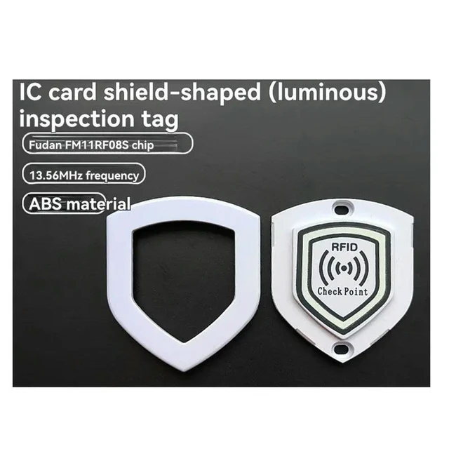 Alt view image 2 of 6 - 10 Pieces RFID Patrol Point Card 13.56Mhz FM11RF08 Anti-l 70X60mm Luminous Shield Inspection Tags For Security
