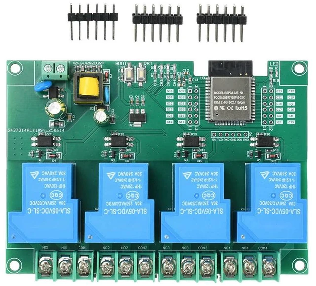 Main image of 30A BT 4 Way Relay Module Onboard ESP32E Module Relay Module Supports Secondary Development AC 220V