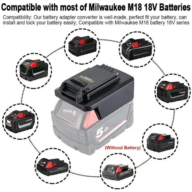 Alt view image 2 of 3 - ALASICKA MIL18BPS Adapter for Milwaukee 18V Li-ion To Work for Black&Decker/Porter-Cable/Stanley 20V Power Tools