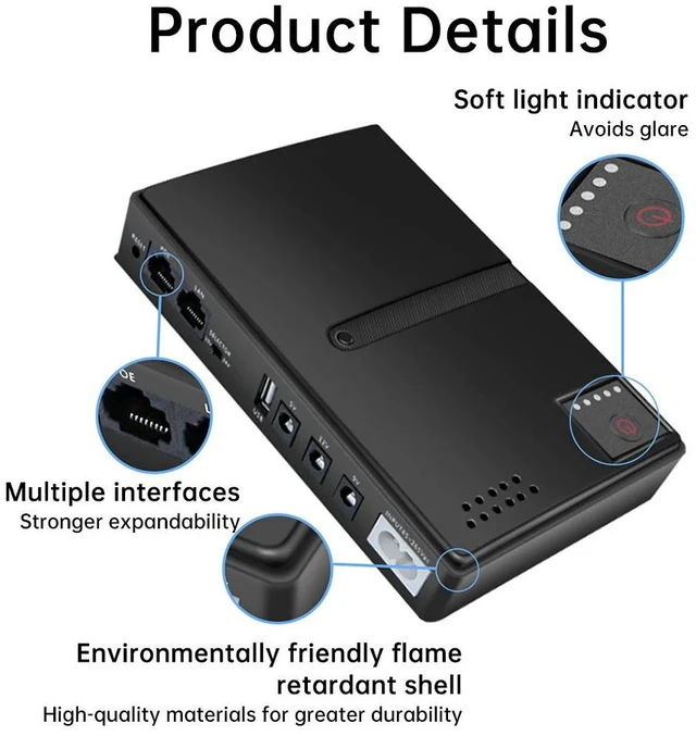 Alt view image 2 of 3 - EU Plug 1018L DC UPS Backup 5V 9V 12V 2A 15V 24V Output Uninterruptible Power Supply 85265V UPS Without