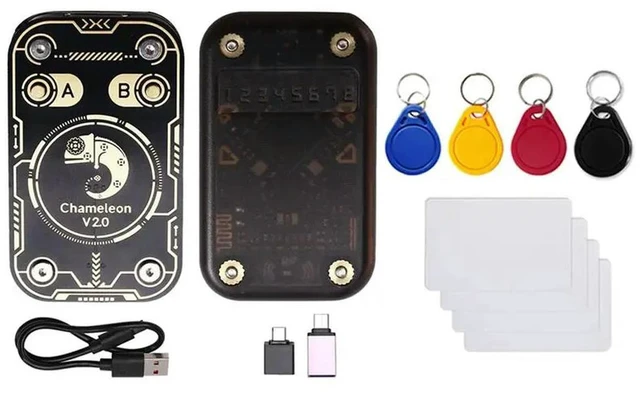 Main image of Chameleon V2.0 RFID Chip Reader Emulator Chameleon Duplicator +4XUID Keychain/CUID Card 125K 13.56M Card Decode