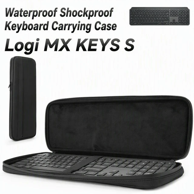 Alt view image 2 of 6 - Keyboard Bag for MX Keys S 900D Nylon Memory Foam Slim Keyboard Carrying Case Travel