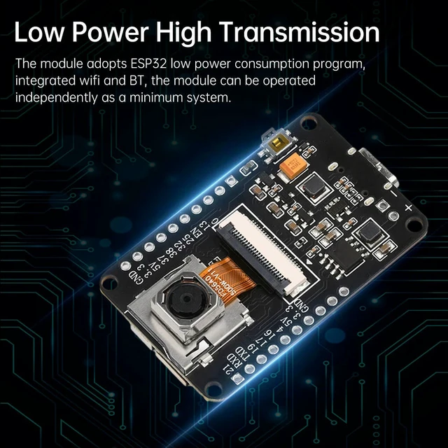 Alt view image 3 of 6 - ESP32-CAM Development Board Bluetooth Module CH340X OV5640 AF-72mm Camera 500W Pixel Type-C Bluetooth Module