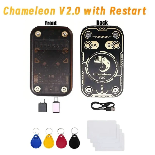 Alt view image 2 of 3 - Chameleon V2.0 RFID Chip Reader Emulator Chameleon Duplicator +4XUID Keychain/CUID Card 125K 13.56M Card Decode