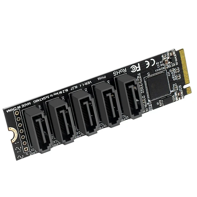 Alt view image 3 of 3 - M.2 M-Key PCI Express To SATA 3.0 Hard Disk Adapter Card JMB585 Chipset Expansion Card Adapter Support for OS//Linux